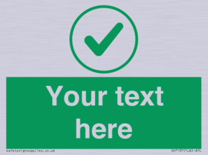 Custom green background, green tick in circle sign